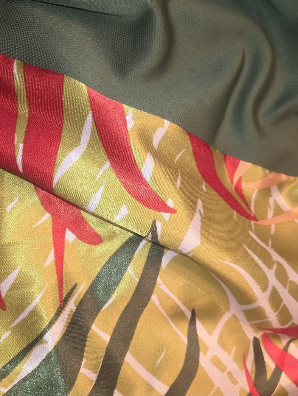 Ashley Stewart Olive Green and Red Tropical Belted Dress - Picture 5 of 6